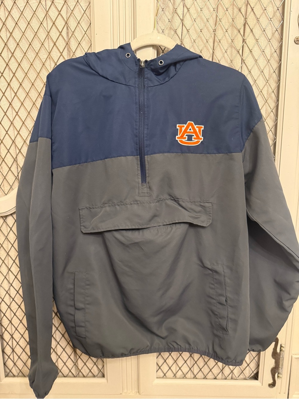 Auburn Tigers Colosseum Navy Grey Hooded Anorak Jacket M